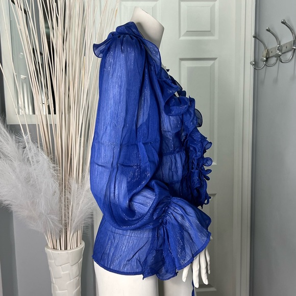 Blue Ruffle Top - Picture 4 of 5